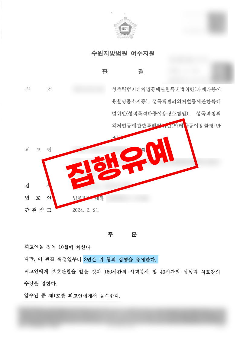 성폭력범죄의처벌등에관한특례법위반 카메라등이용촬영물소지등