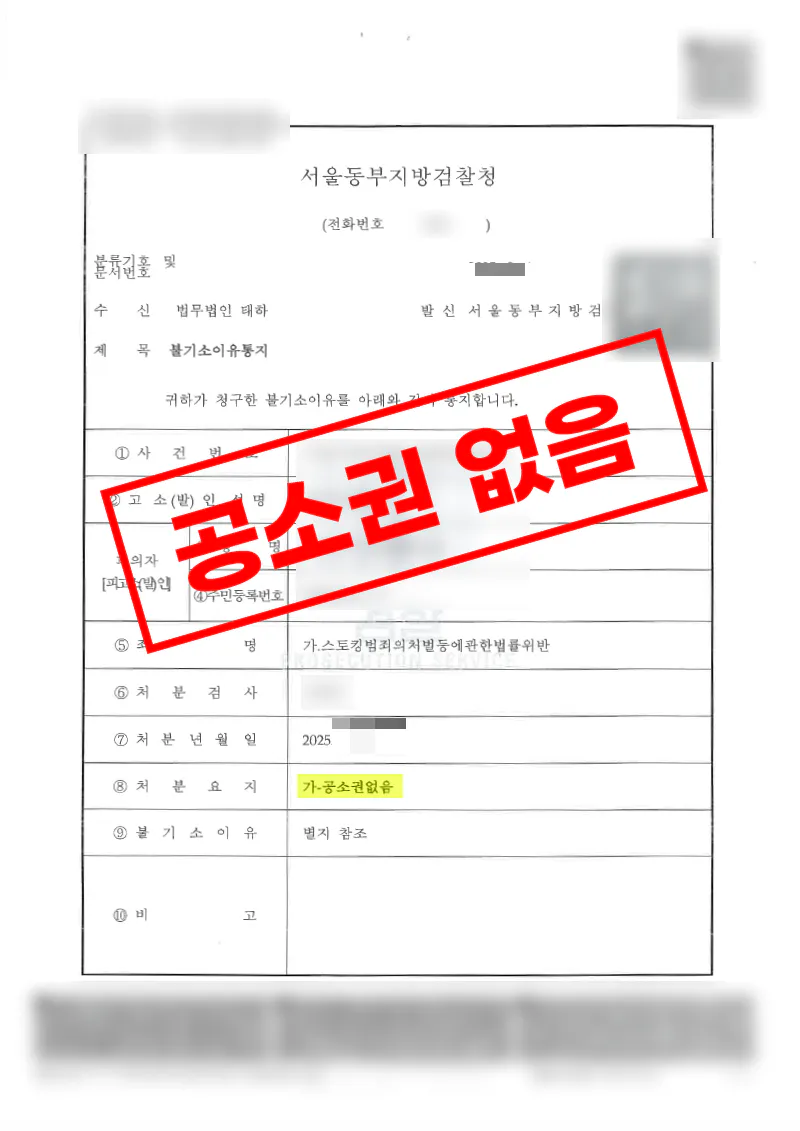 주한미군 스토킹 혐의 사건 재판권불행사로 공소권 없음 처분