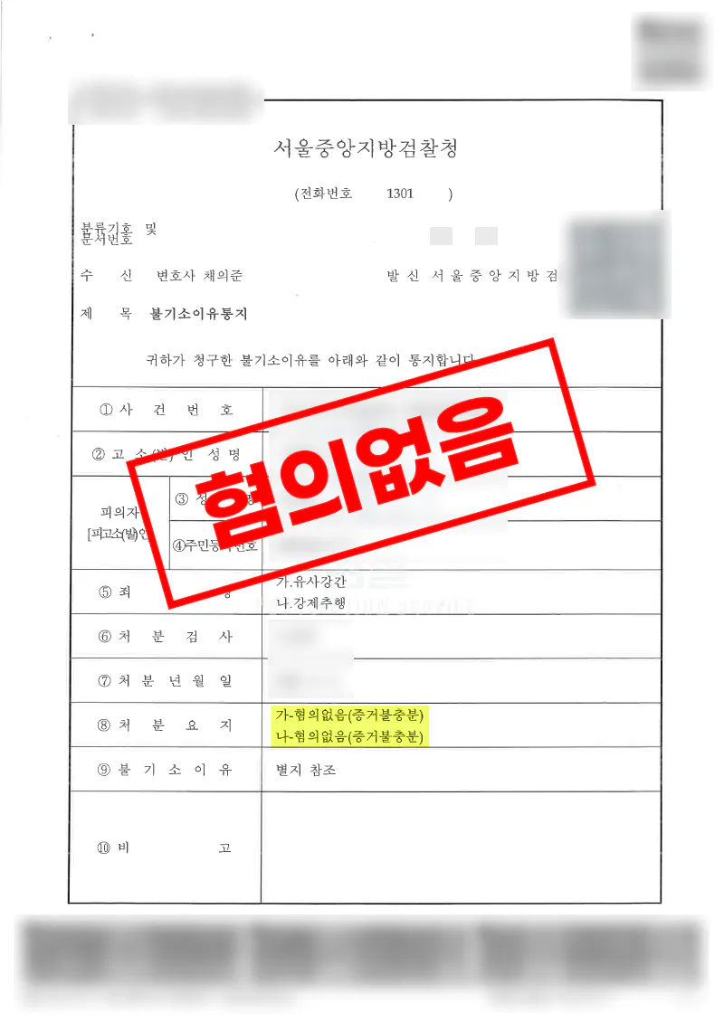 녹취와 객관적 증거를 토대로 유사강간 강제추행 혐의없음 불송치 결정을 이끌어낸 사례