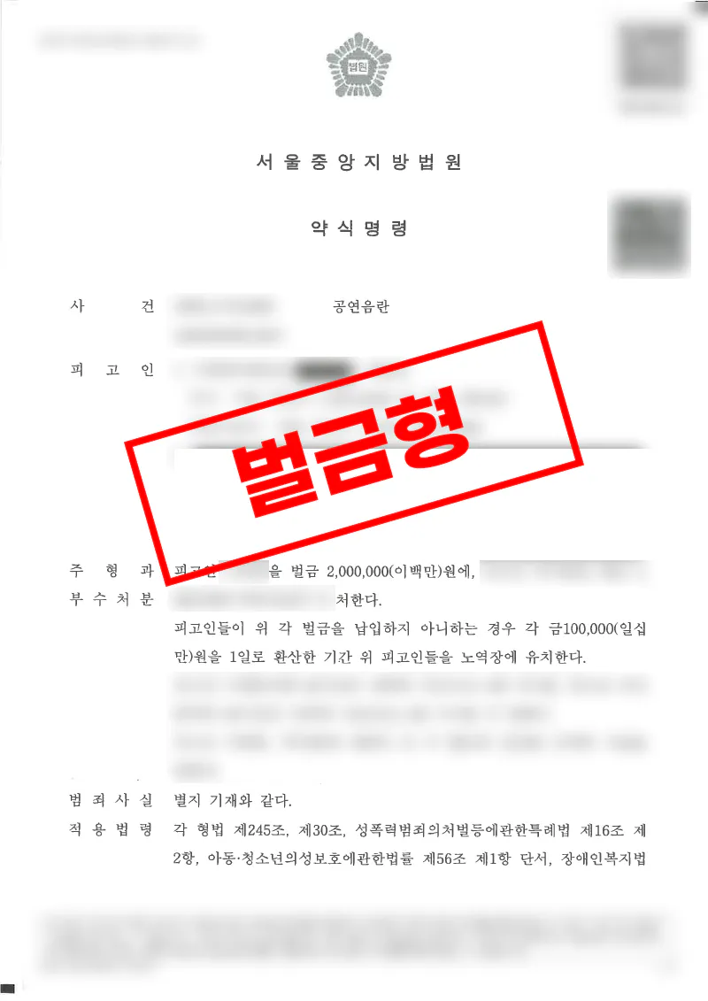 사우나 공연음란 혐의 공연성 다툼을 통해 벌금형으로 마무리된 사례